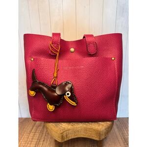 Dark Brown Genuine Leather Dog Bag Charm Dachshund Wiener Dog Purse Charm Dogs